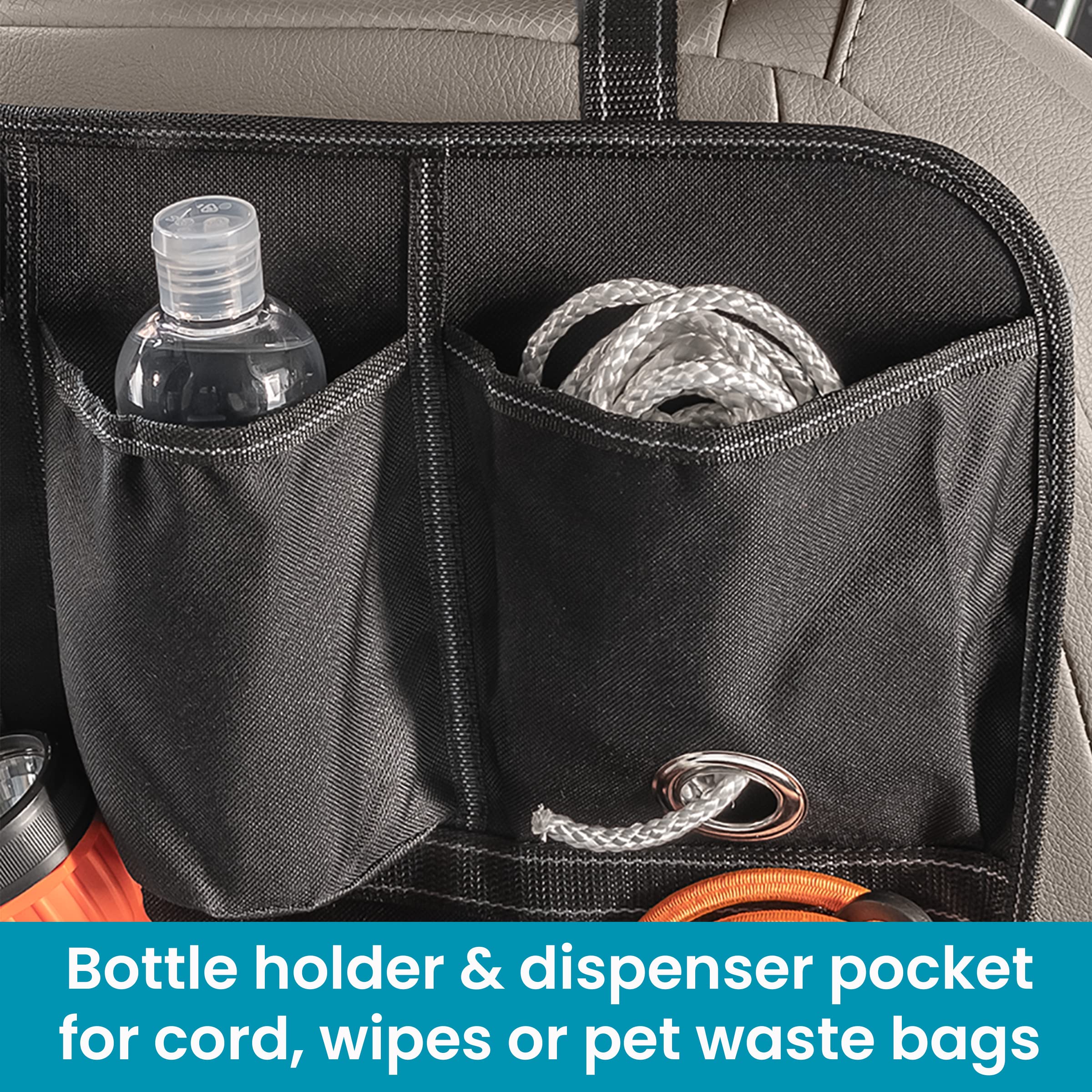 High Road BackPockets Seat Back Organizer - Back of Seat Organizer and Seat Protector with Storage Pockets and Bag Dispensers for Car, SUV, Truck or Van - Image 4