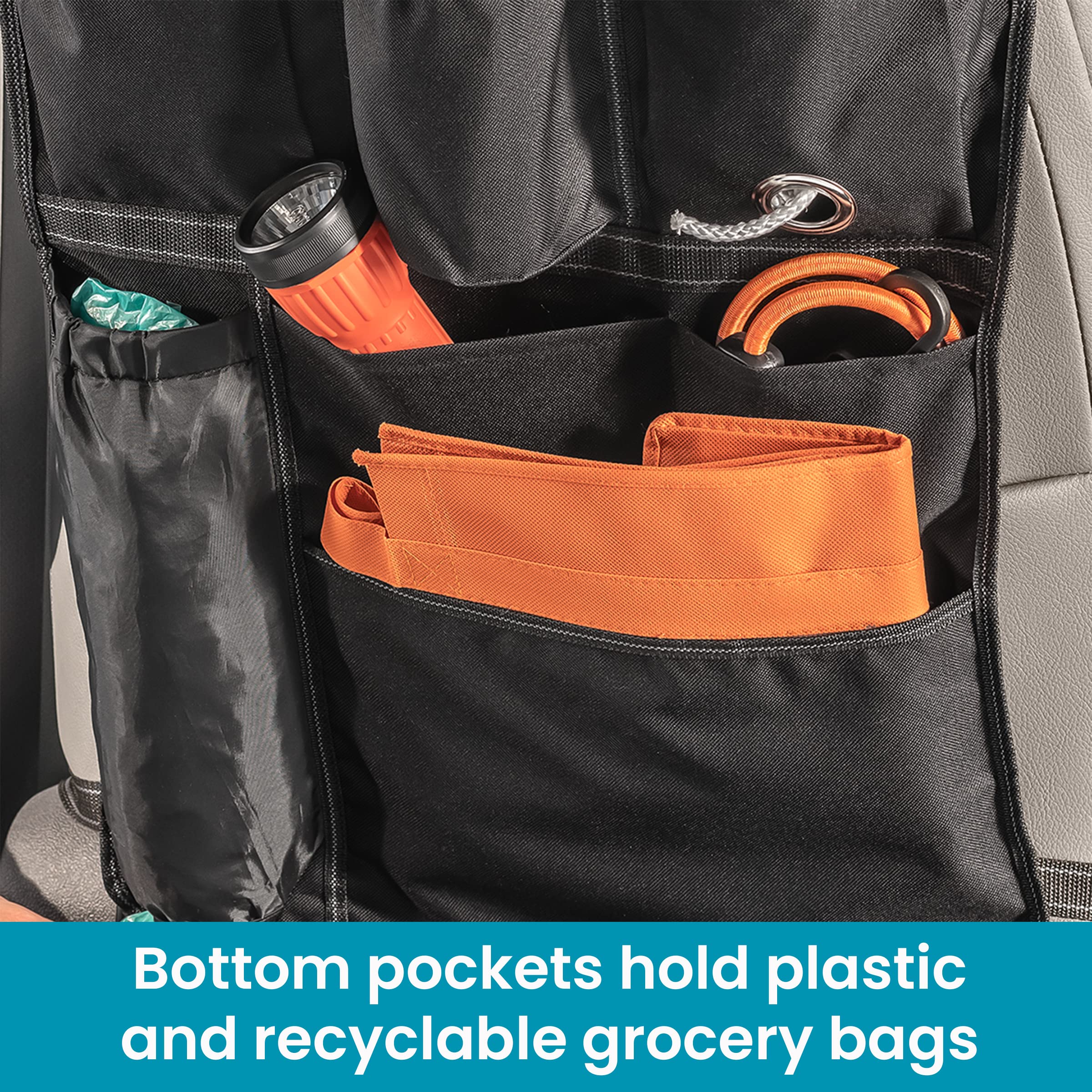 High Road BackPockets Seat Back Organizer - Back of Seat Organizer and Seat Protector with Storage Pockets and Bag Dispensers for Car, SUV, Truck or Van - Image 5