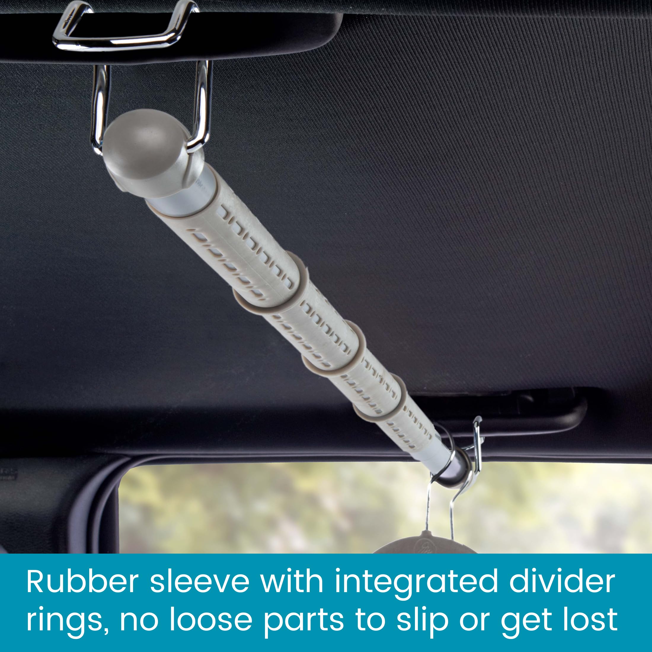 High Road Car Clothes Hanger Bar - Carbon Steel No Assembly Clothes Rod for Car, Truck or Van With Solid Metal Hooks - Fully Assembled Expandable Clothing Bar Slides from 32 To 62" Long - Image 4