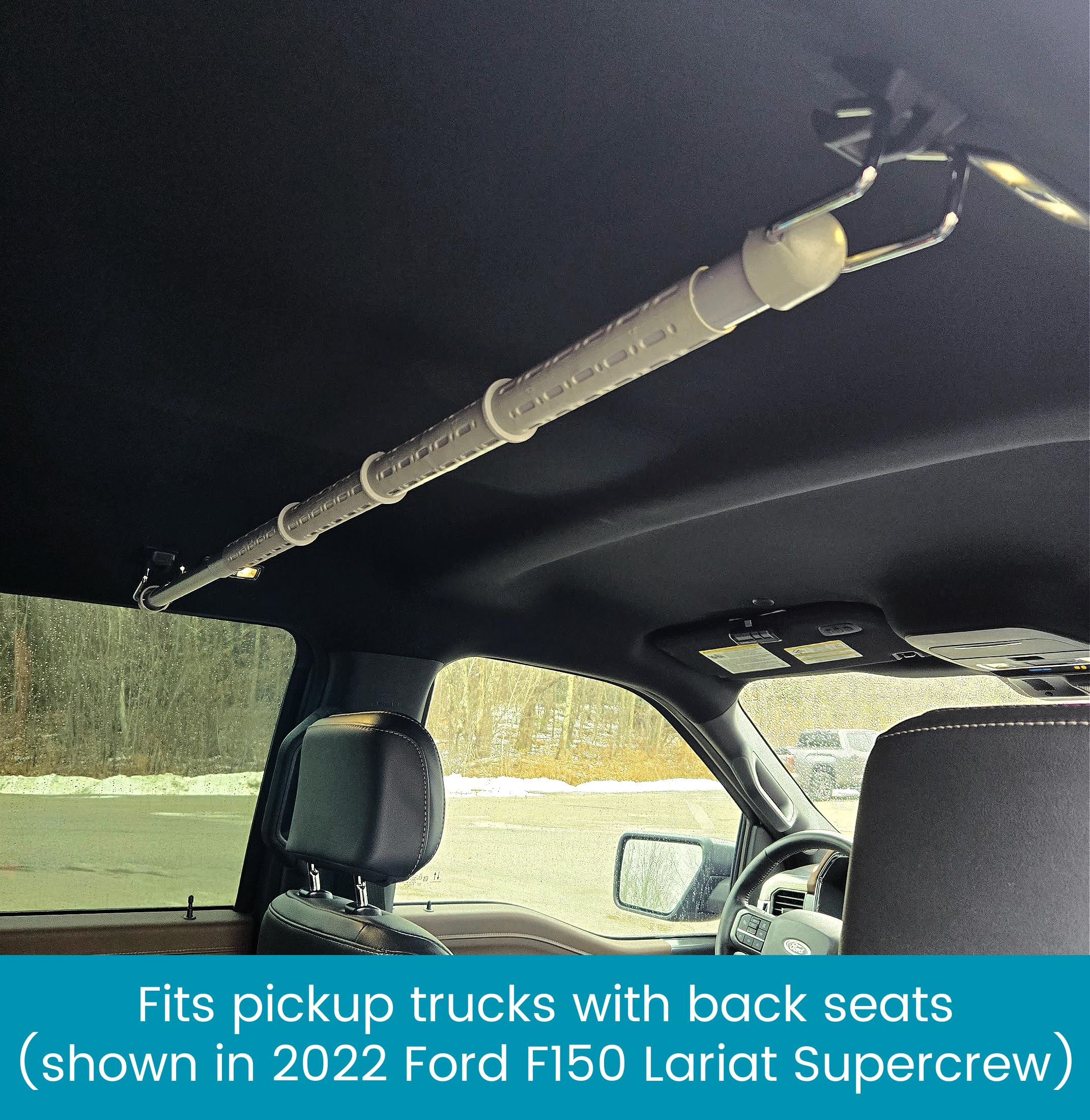 High Road Car Clothes Hanger Bar - Carbon Steel No Assembly Clothes Rod for Car, Truck or Van With Solid Metal Hooks - Fully Assembled Expandable Clothing Bar Slides from 32 To 62" Long - Image 9