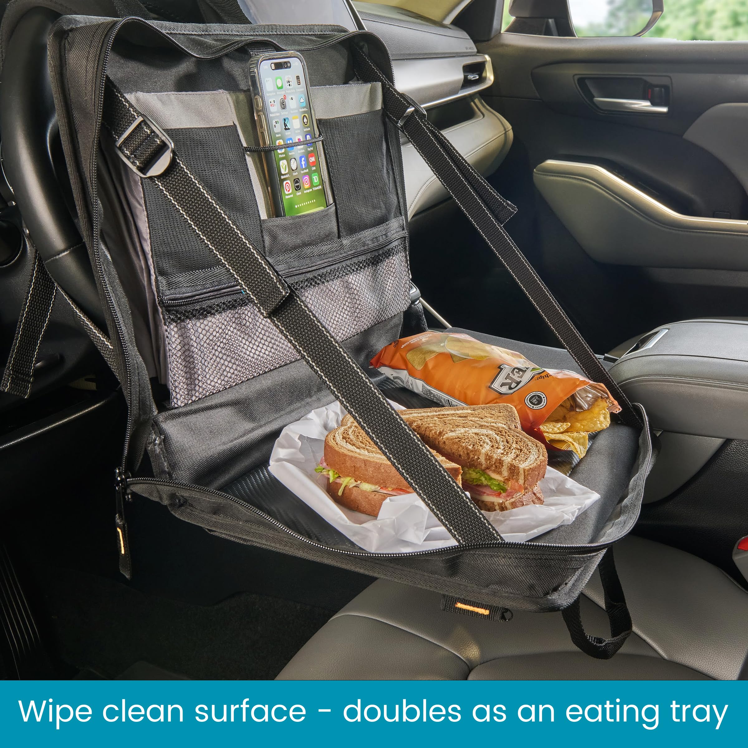 High Road Car Desk for Laptop and Steering Wheel Desk - Portable Car Office Laptop Case with 6 Storage Compartments, Phone Holder, Sturdy Mouse Tray and Wrist Rest - Image 5