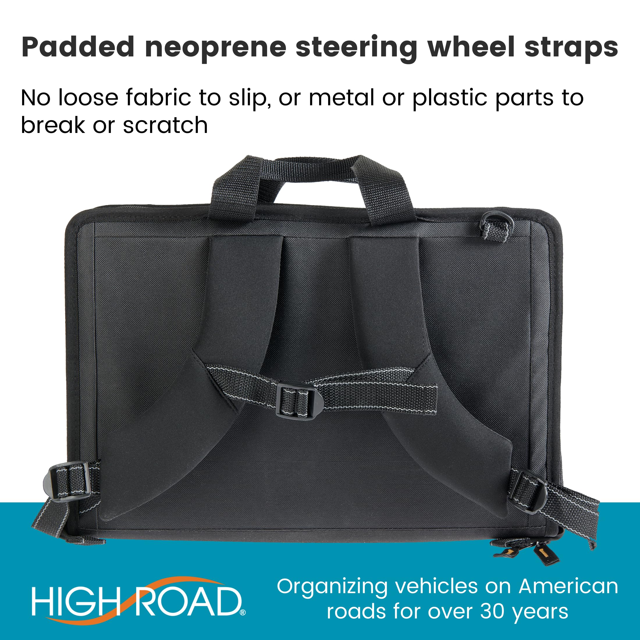 High Road Car Desk for Laptop and Steering Wheel Desk - Portable Car Office Laptop Case with 6 Storage Compartments, Phone Holder, Sturdy Mouse Tray and Wrist Rest - Image 7