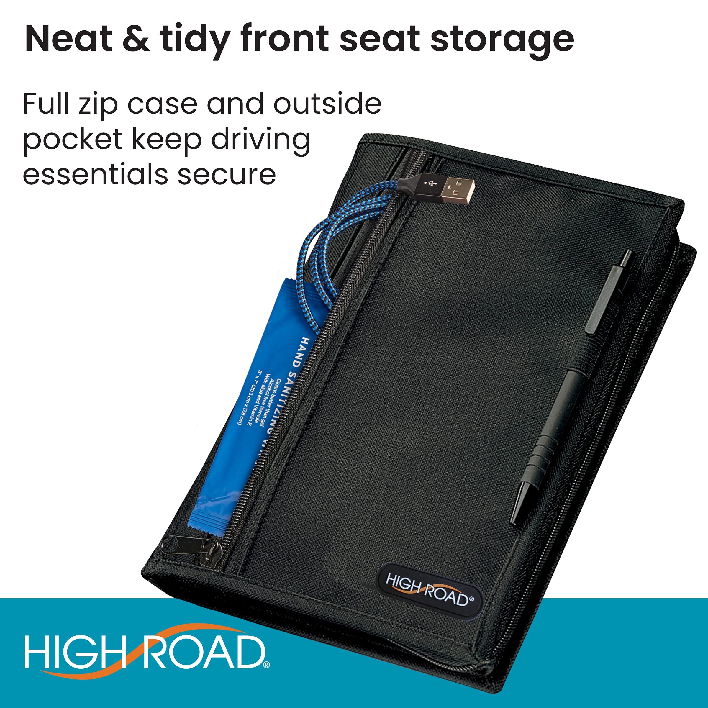 High Road Car Glove Box Organizer, Registration and Insurance Document Holder and Car Manual Holder with Flexible Secure Zippered Case and Note Pad - Image 6