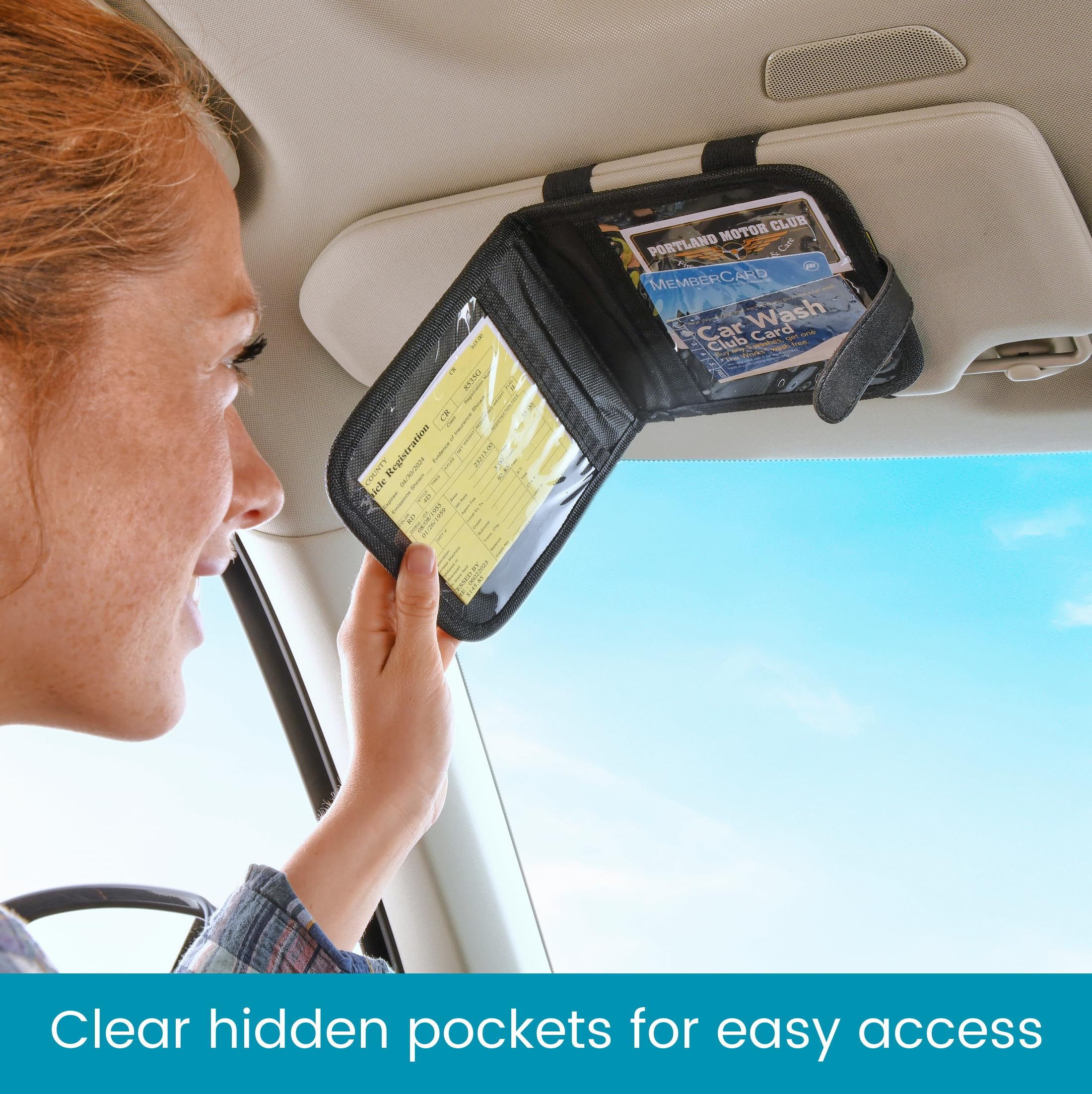 High Road Car Visor Organizer and Registration and Insurance Card Holder with Clear Document Pockets and 3 Card Holders - Vehicle Document Holder for Cars, Trucks and SUVs - 12 pack - Image 4