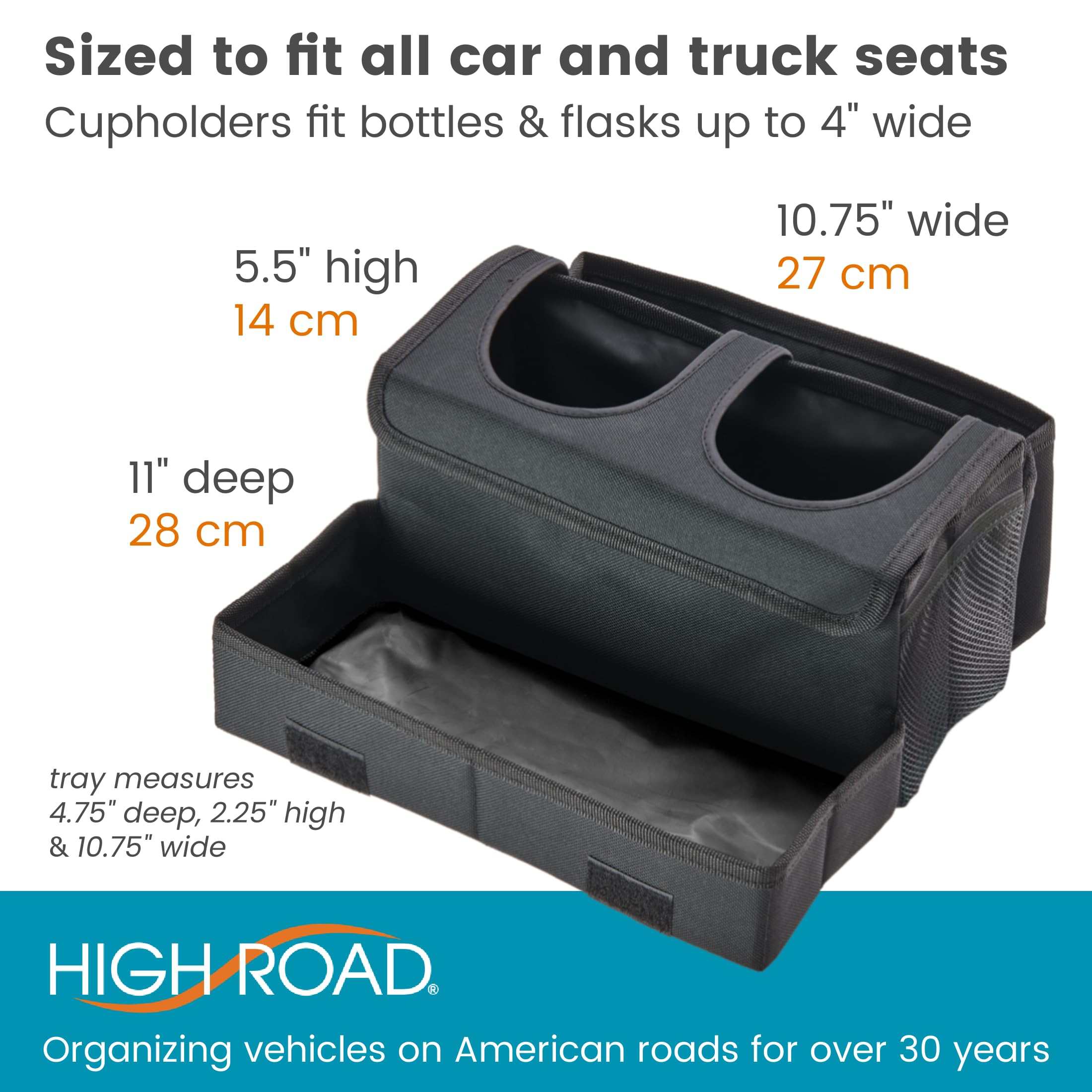 High Road CarHop Jr - Car Organizer with Cup Holders and Storage or Eating Tray for Car - Front Seat Organizer for Drivers and Back Seat Organizer for Kids and Adults - Image 6