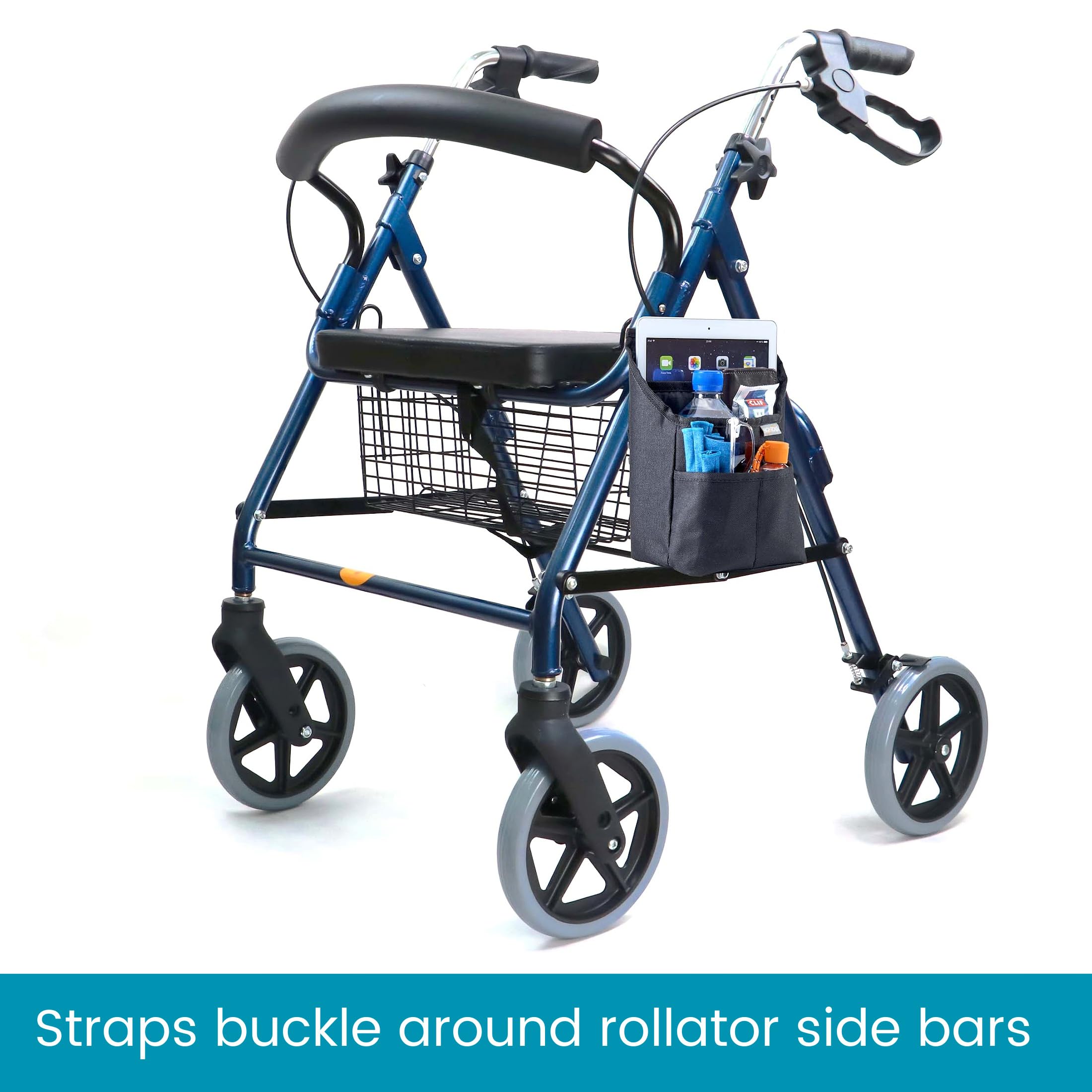 High Road Compact Walker Bag, Wheelchair Side Pack and Scooter Pouch with Easy Access Pockets and Adjustable Straps for Adult Daily Living Needs (Black) - Image 3