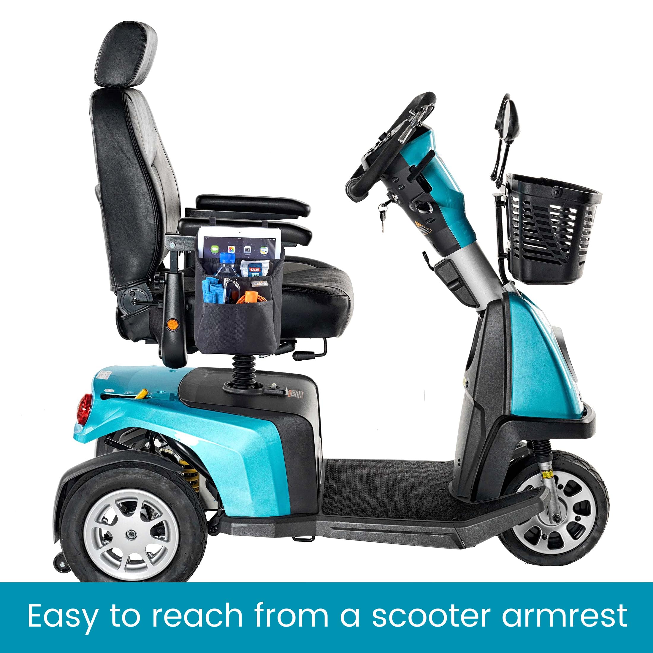 High Road Compact Walker Bag, Wheelchair Side Pack and Scooter Pouch with Easy Access Pockets and Adjustable Straps for Adult Daily Living Needs (Black) - Image 4