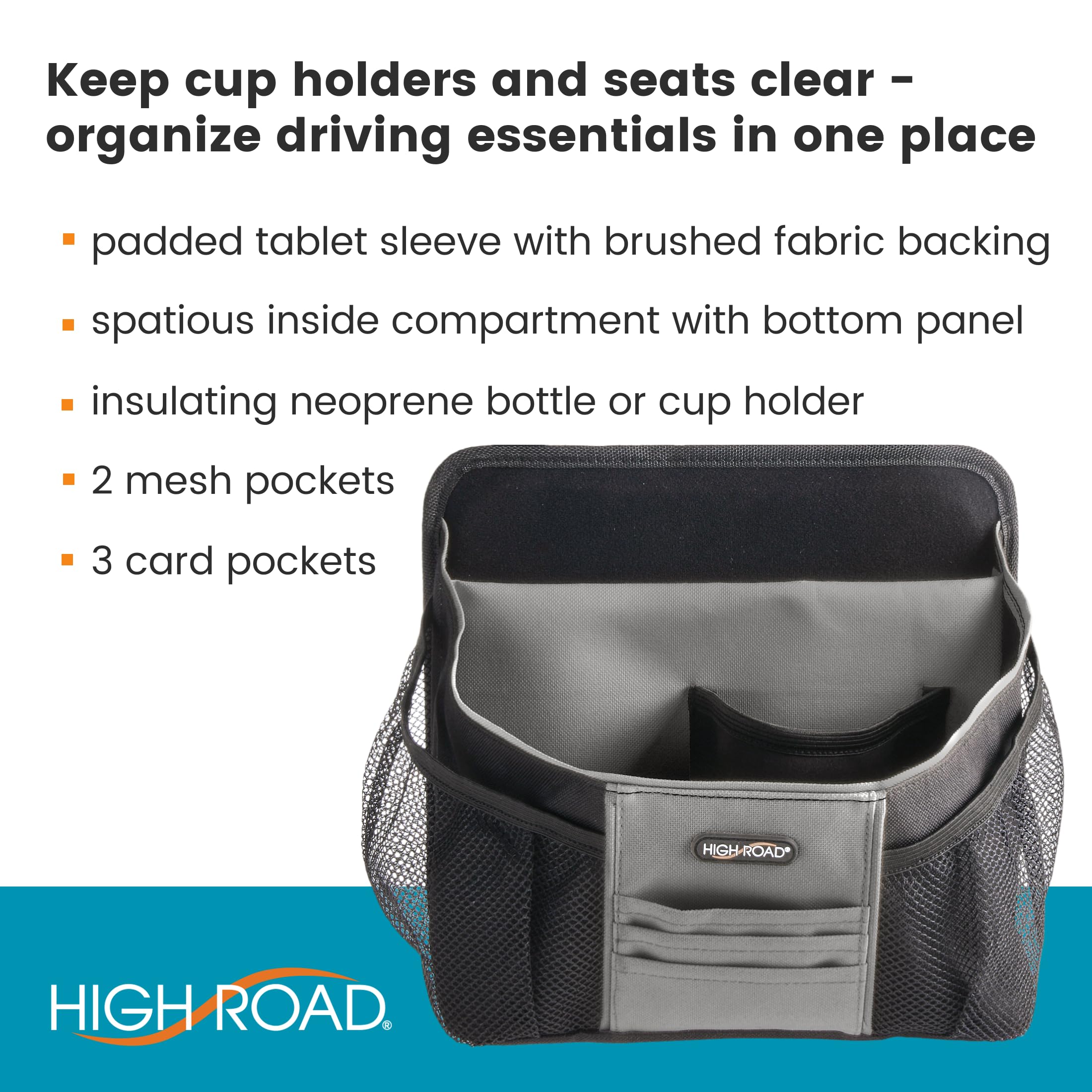 High Road DriverStash Front Seat Car Organizer with Insulated Cup Holder - Image 3