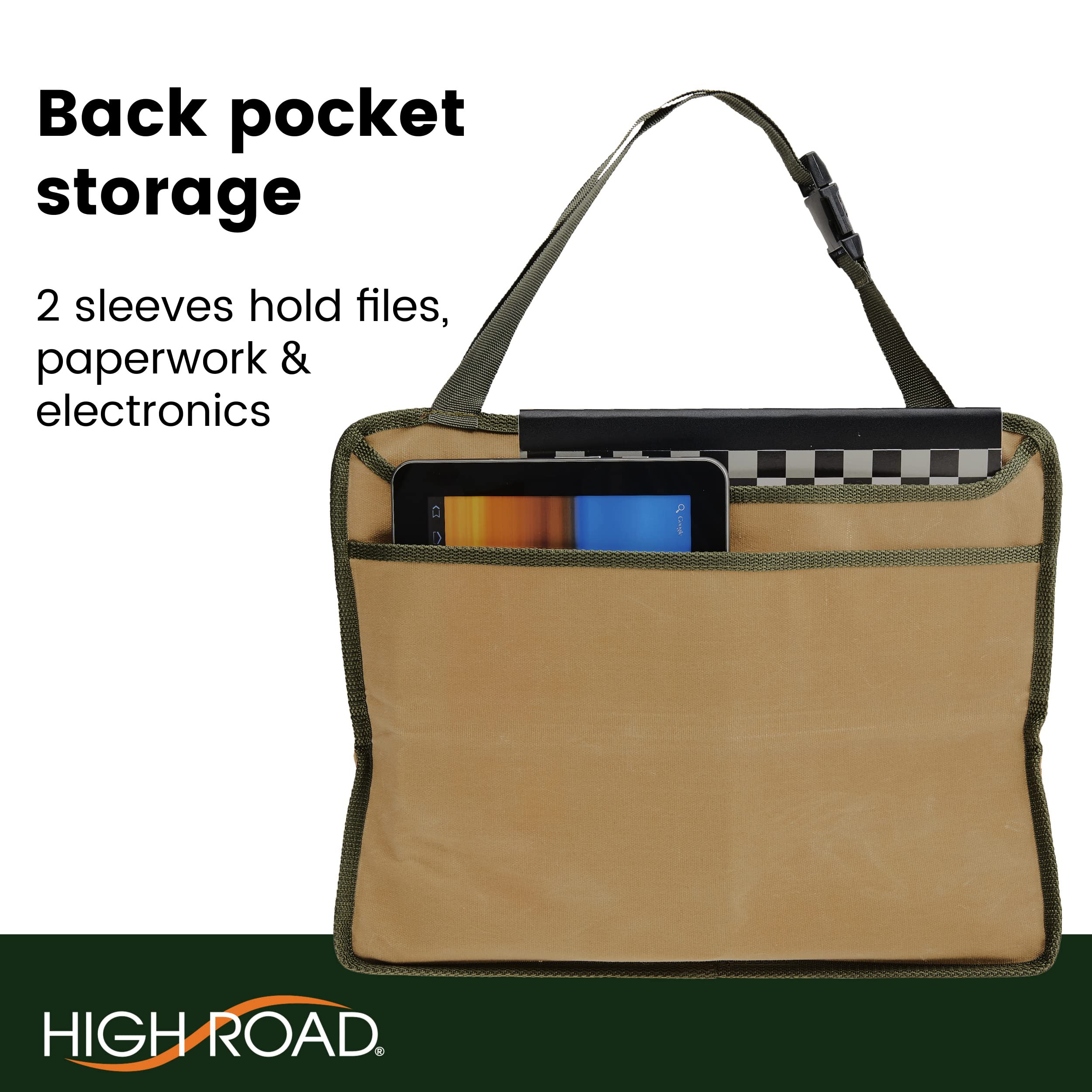 High Road Front Seat Organizer with Laptop Sleeve, Filing, Electronic and Work Supply Compartments, 12 pocket Car Office Passenger Seat Organizer - Image 5