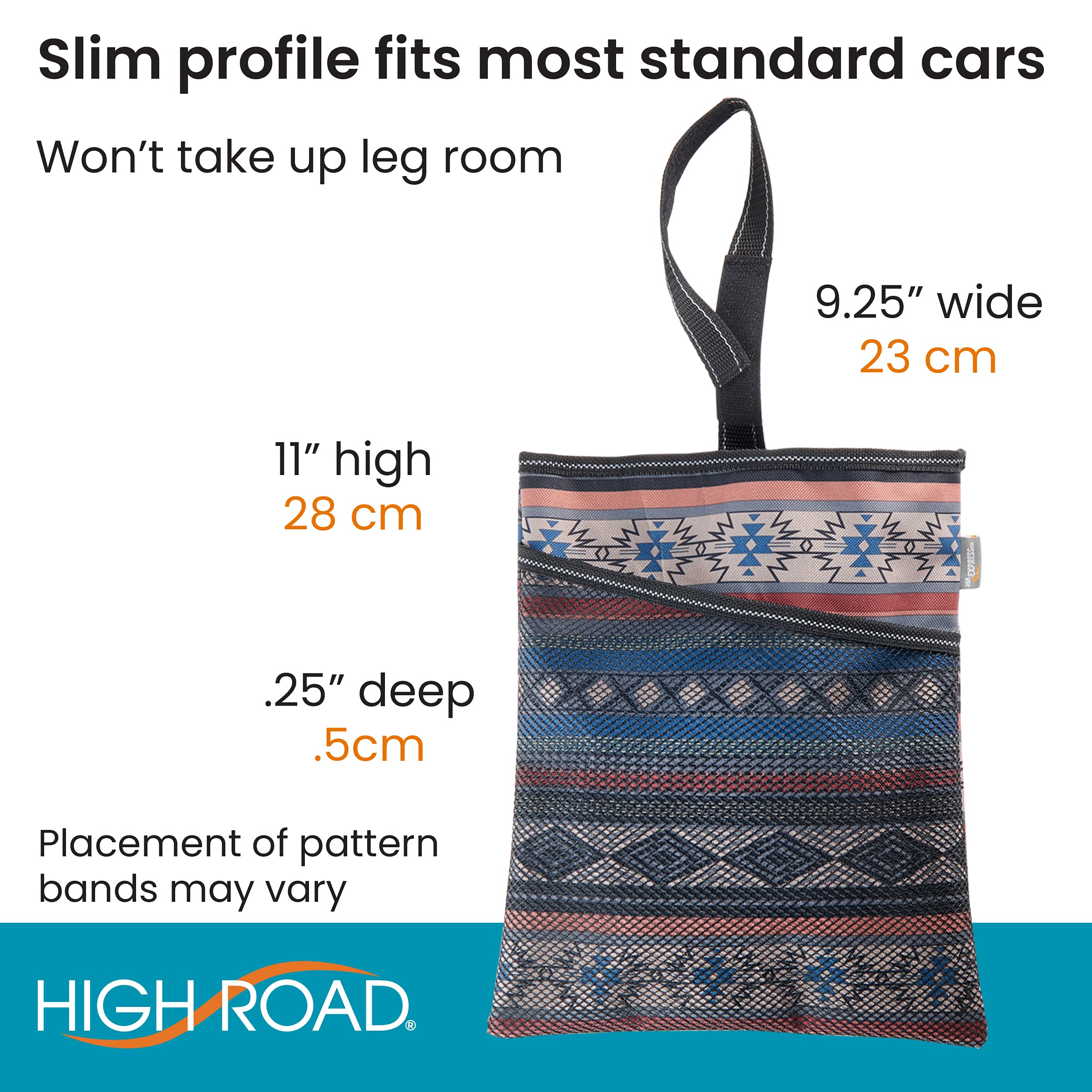 High Road Hanging Car Trash Bag with Waterproof Leakproof Liner, Storage Pocket and Adjustable Strap to Hang in the Front or Back Seat - Southwest - Image 5