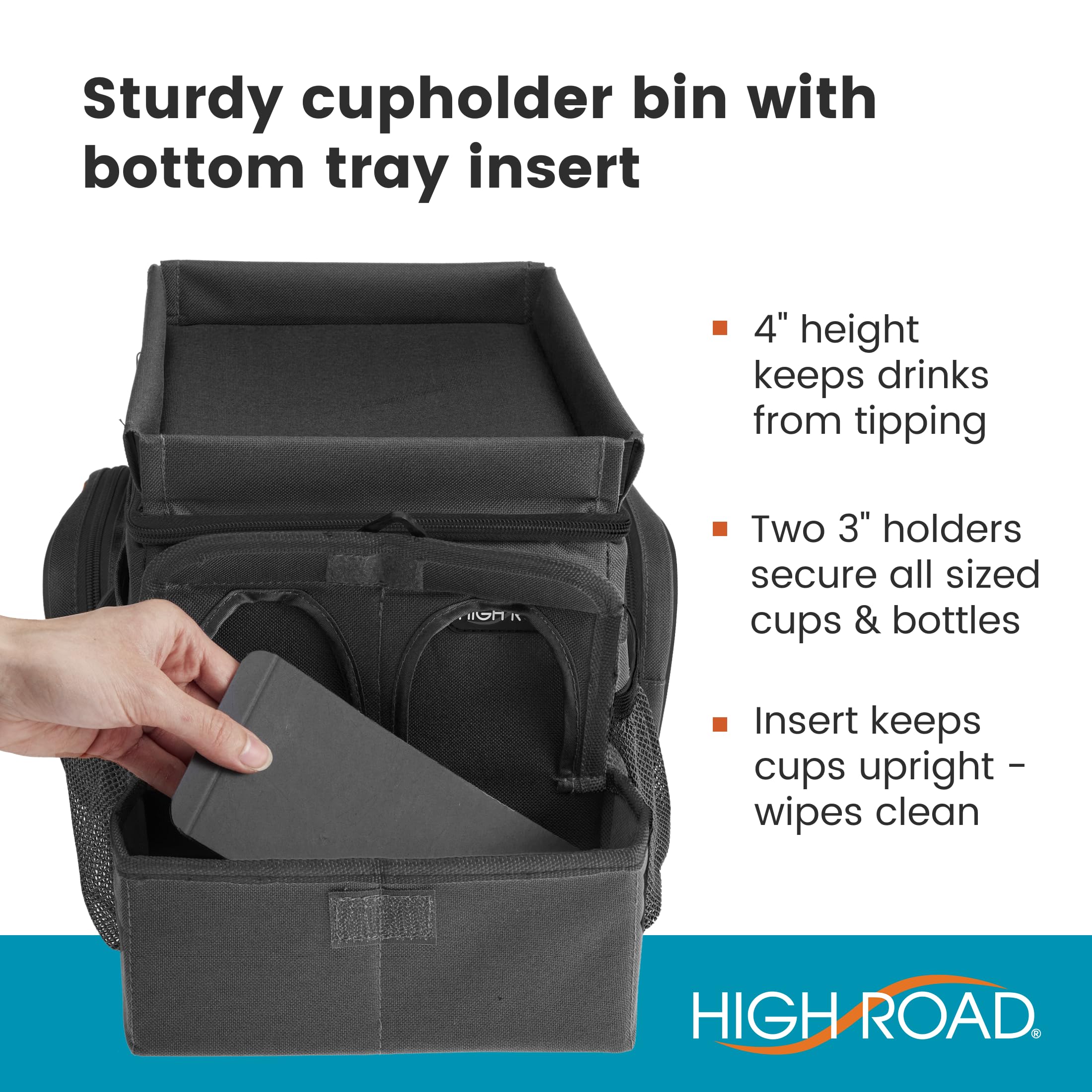 High Road CarHop Car Caddy Organizer with Road Trip Cooler, Car Cup Holder Bin, Sturdy Snack and Play Lid and 6 Organization and Storage Pockets - Image 8