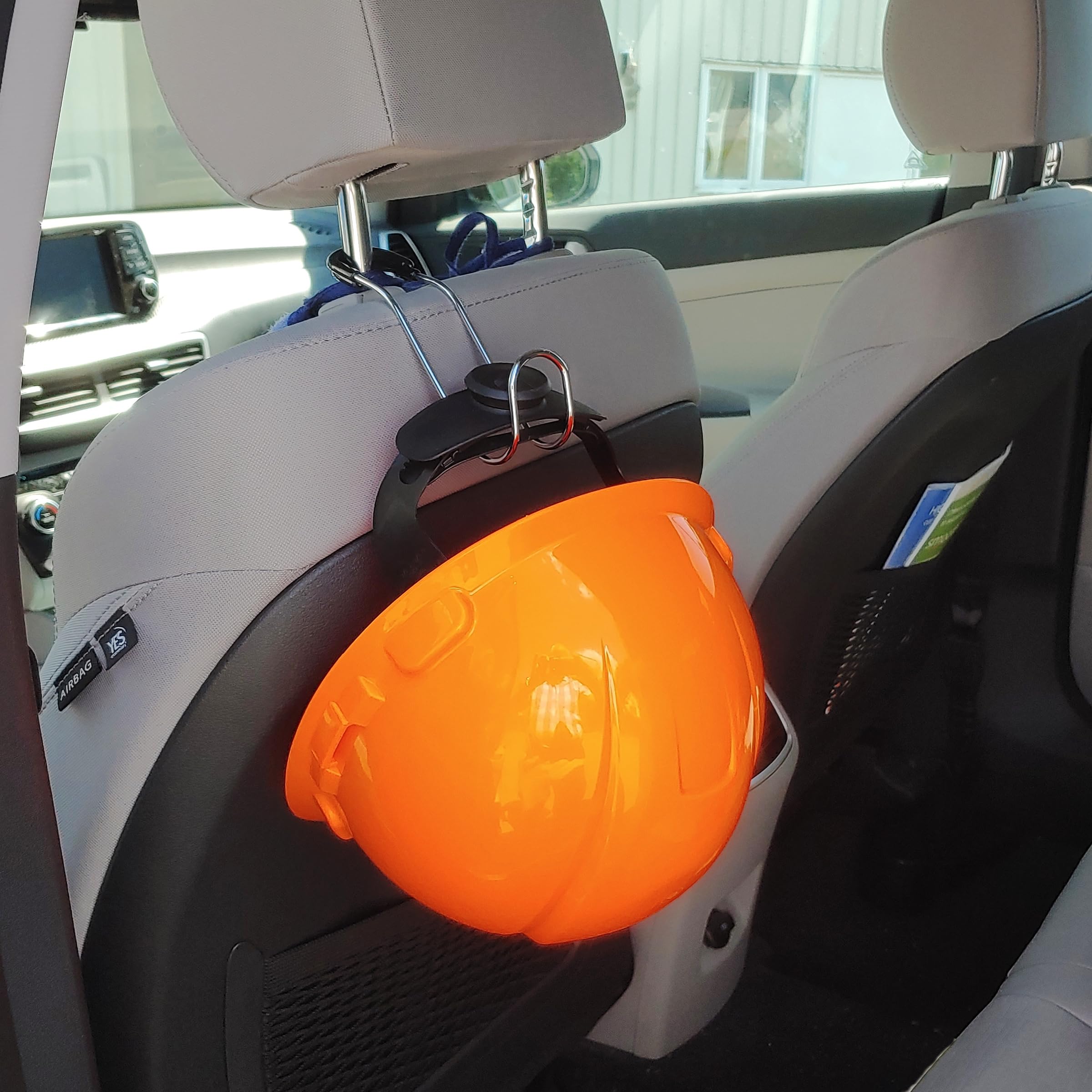 High Road Metal Car Hooks - Hard Hat Holder for Truck and Unbreakable Headrest Hooks for Car for Large Straps and Heavy Bags up to 40 lbs - Secure Attachment Loops Fit All Headrest Posts, 2-Pack - Image 5