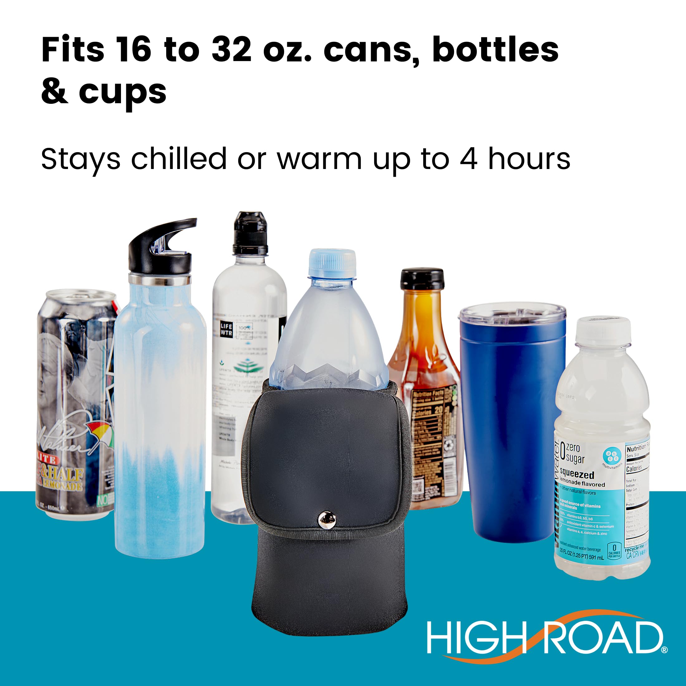 High Road Neoprene Bottle Holder and Phone Pouch for Mobility Equipment and Electric Scooters - Cup Holder for Strollers, Scooters, Rollators and Walkers - Image 4