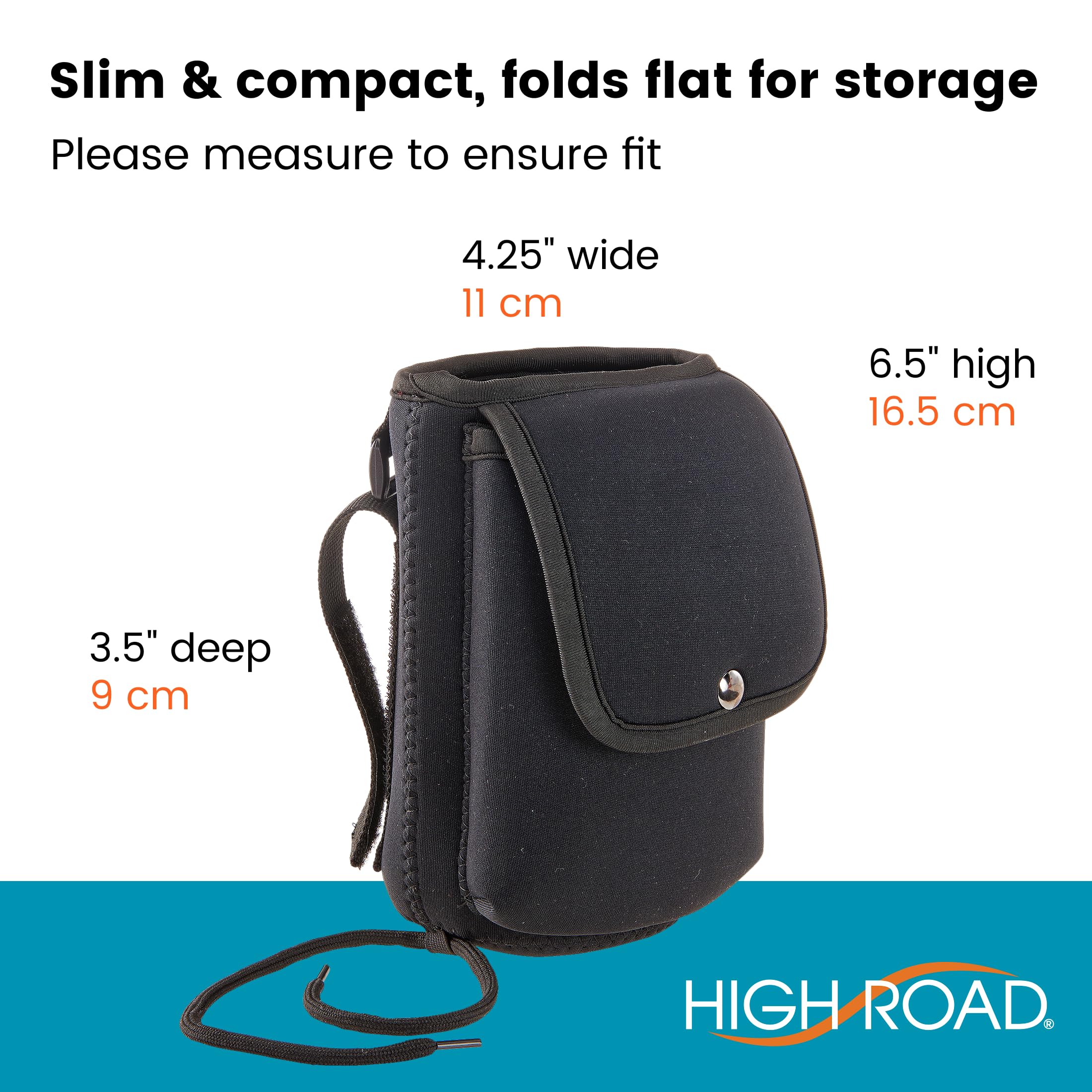High Road Neoprene Bottle Holder and Phone Pouch for Mobility Equipment and Electric Scooters - Cup Holder for Strollers, Scooters, Rollators and Walkers - Image 6