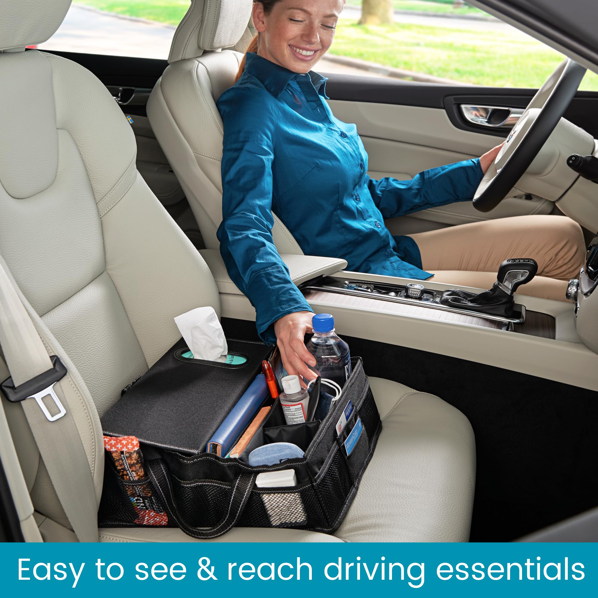 High Road SeatStash Car Front Seat Organizer for Driver and Office Storage with Tissue Holder and Divided Multipurpose Compartments - Image 3