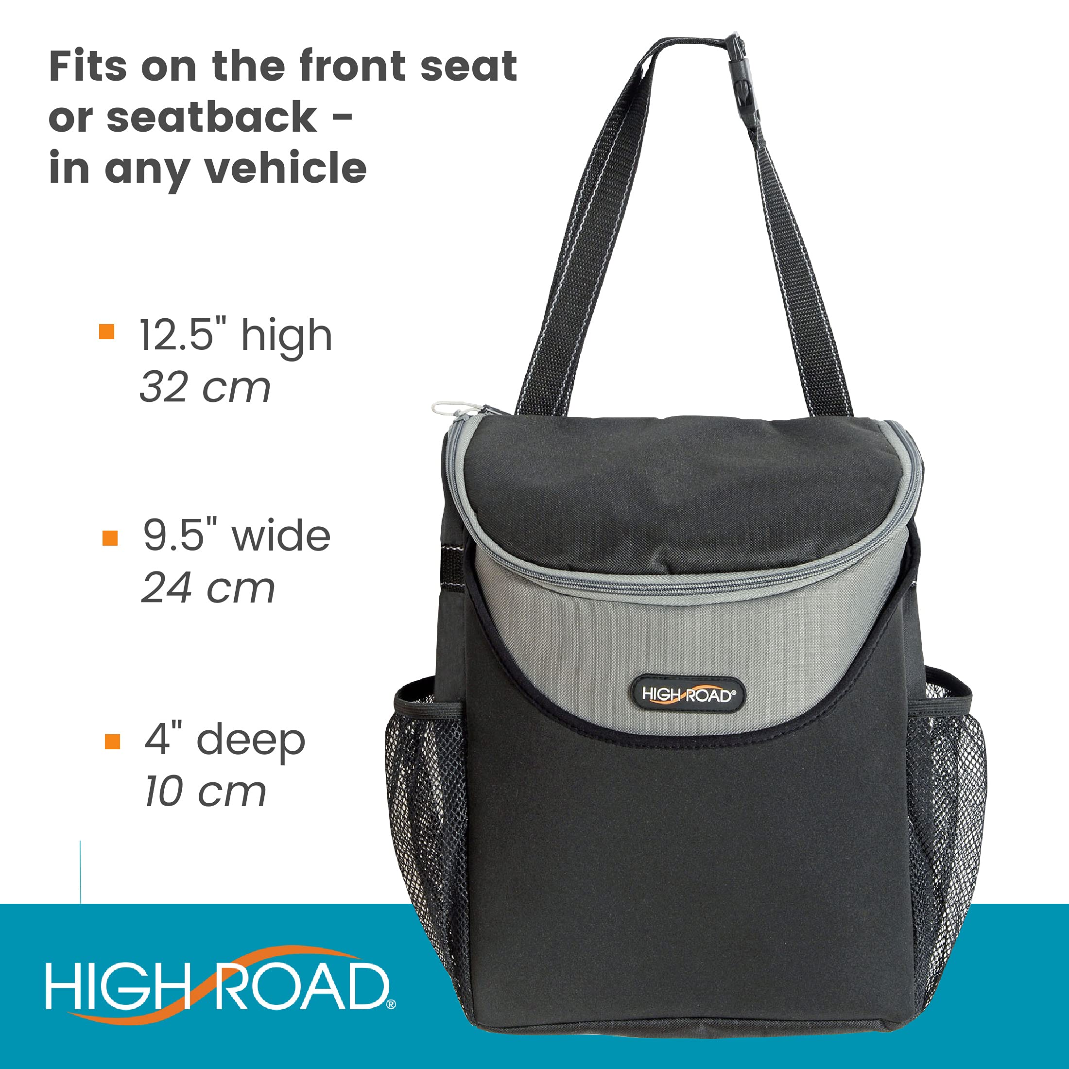 High Road SnackStash Soft Car Cooler Bag for Cold and Hot Food Transport - Insulated Backseat Cooler Bag for Car, SUV, Truck or Van - Portable Soft Cooler with Storage Pocket and Bottle Holders - Image 5