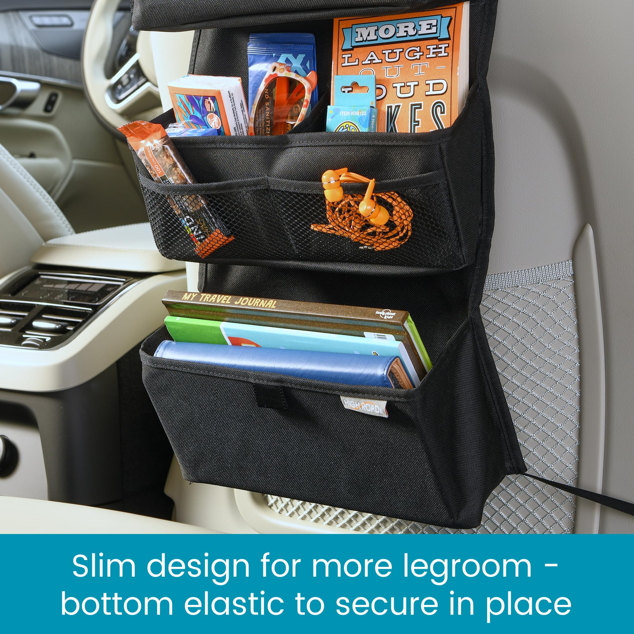 High Road Storage Organizer with Car Tissue Box Holder and Multipurpose Pockets - Back of the Seat or Front Seat Organizer for Driving Essentials - Slim and Compact Car Storage for All Vehicles - Image 5