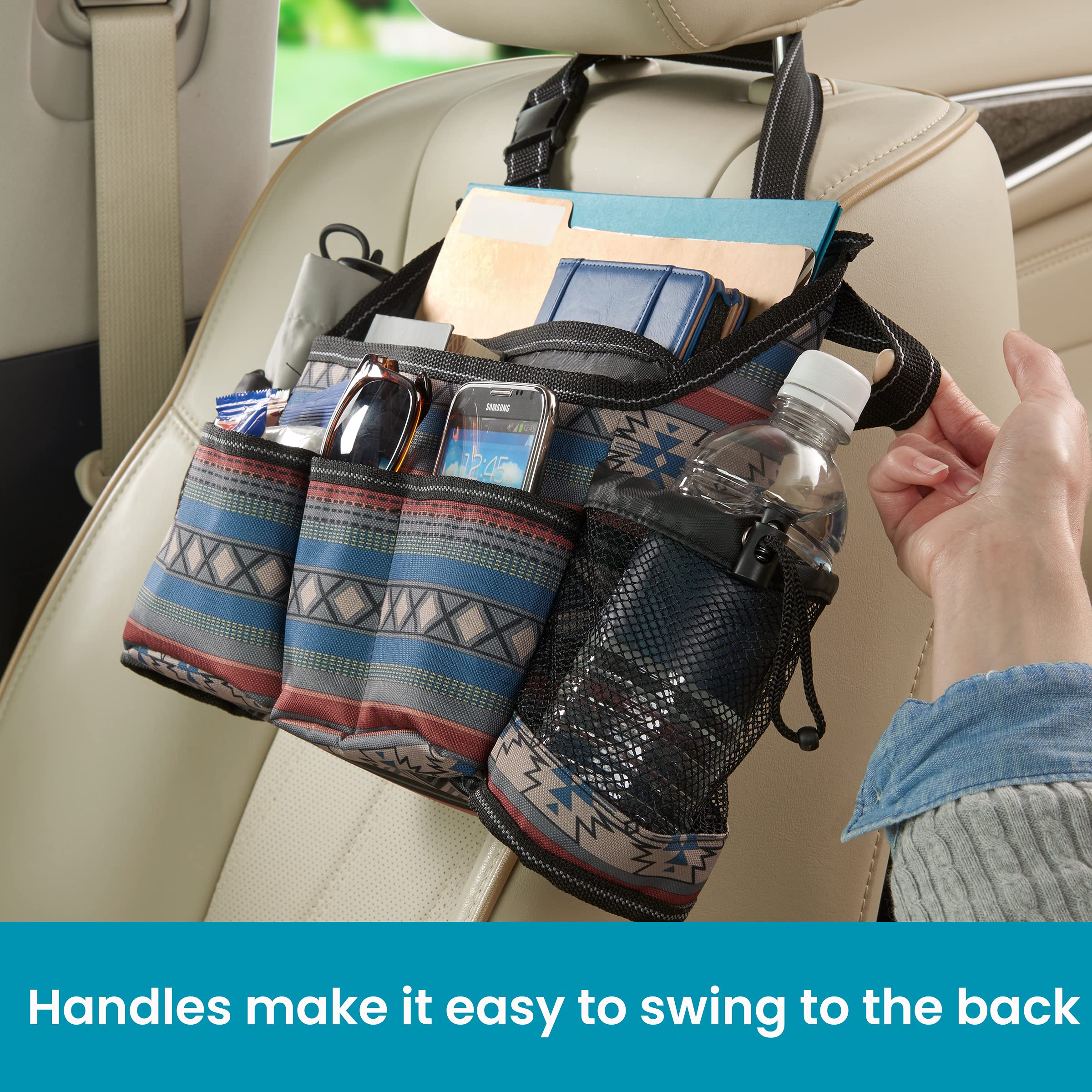 High Road SwingAway Front Seat Car Organizer for Daily Driving Essentials with Side Bottle and Cup Holders - Image 4