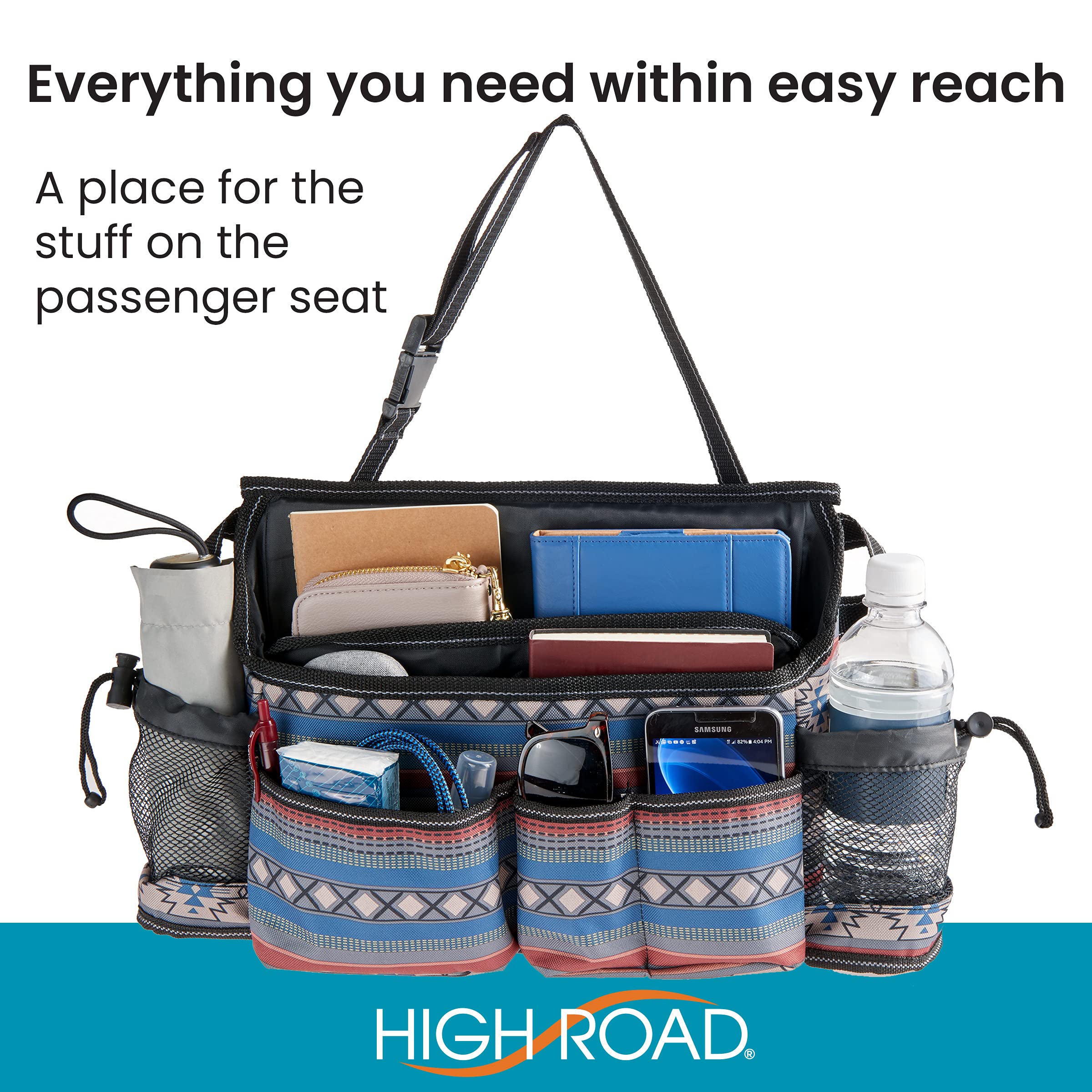 High Road SwingAway Front Seat Car Organizer for Daily Driving Essentials with Side Bottle and Cup Holders - Image 7