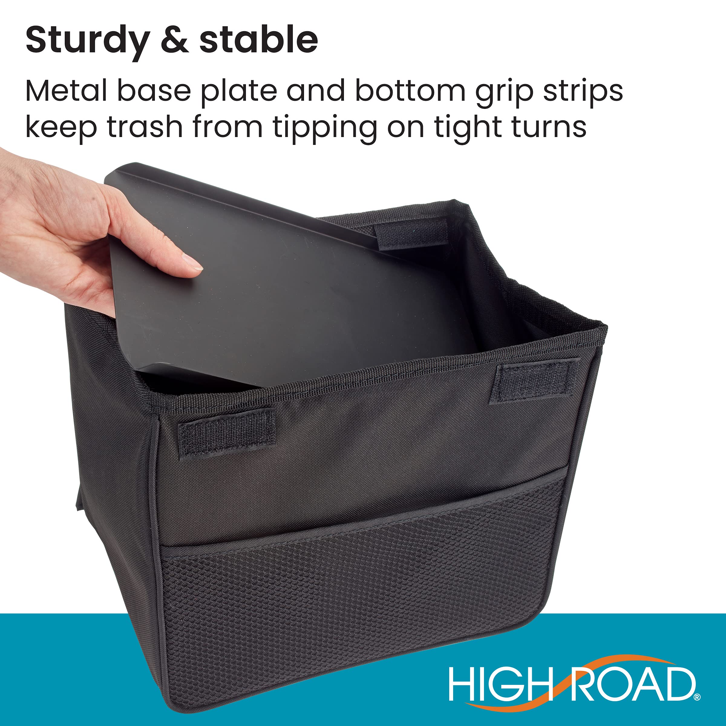 High Road TrashStand Weighted Car Trash Can with Lid and Removable Leakproof Liner - Universal Fit Behind Center Console in Back Seat - Holds 2 Gallons of Car Garbage - Image 5