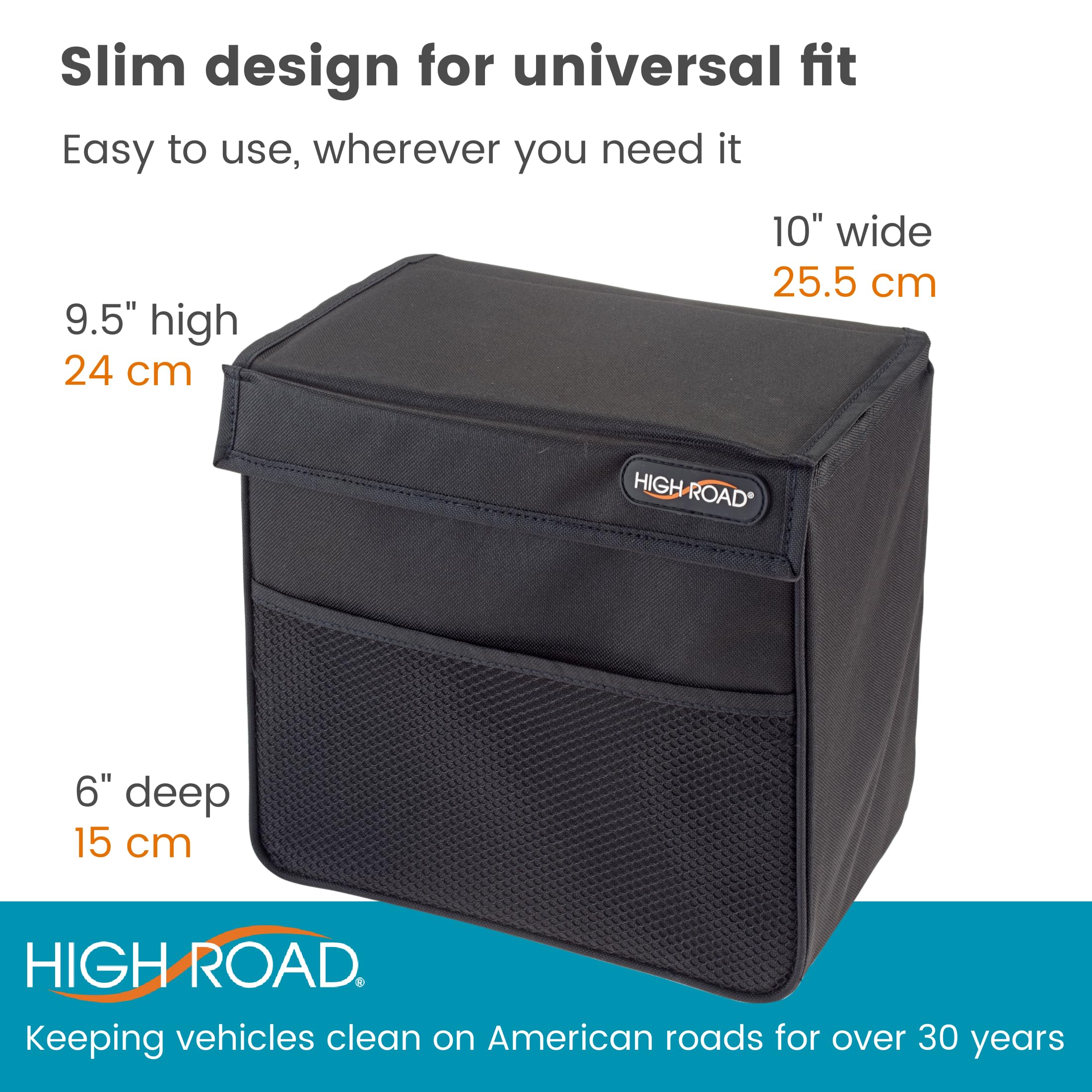 High Road TrashStand Weighted Car Trash Can with Lid and Removable Leakproof Liner - Universal Fit Behind Center Console in Back Seat - Holds 2 Gallons of Car Garbage - Image 6