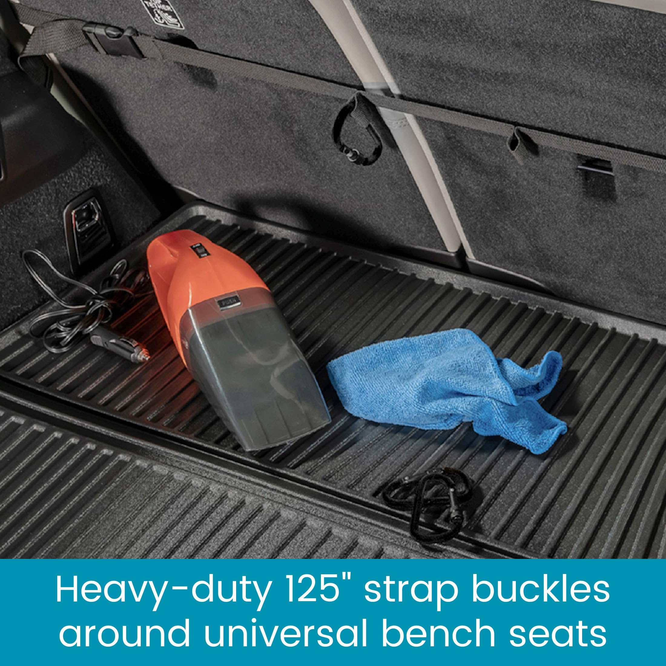 High Road Trunk Organizer Cargo Strap with Bungee Cords and Carabiners for SUVs, Hatchbacks and Vans - Image 3