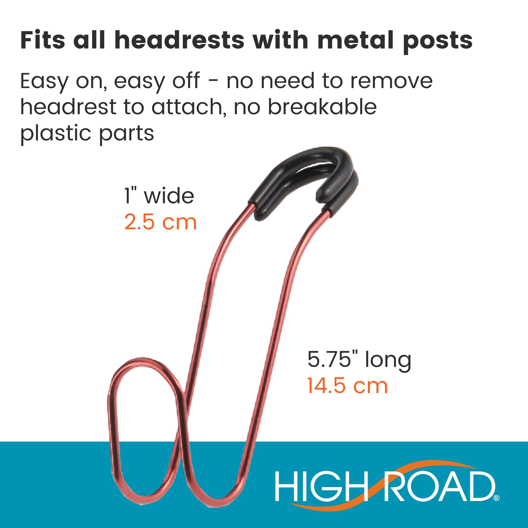 High Road Unbreakable Car Bag Hooks - Large Car Seat Hooks for Purse, Backpack, Coats, Hats and Heavy Bags up to 40 lbs - Secure Attachment Fits All Headrest Posts, 2 Pack - Image 6