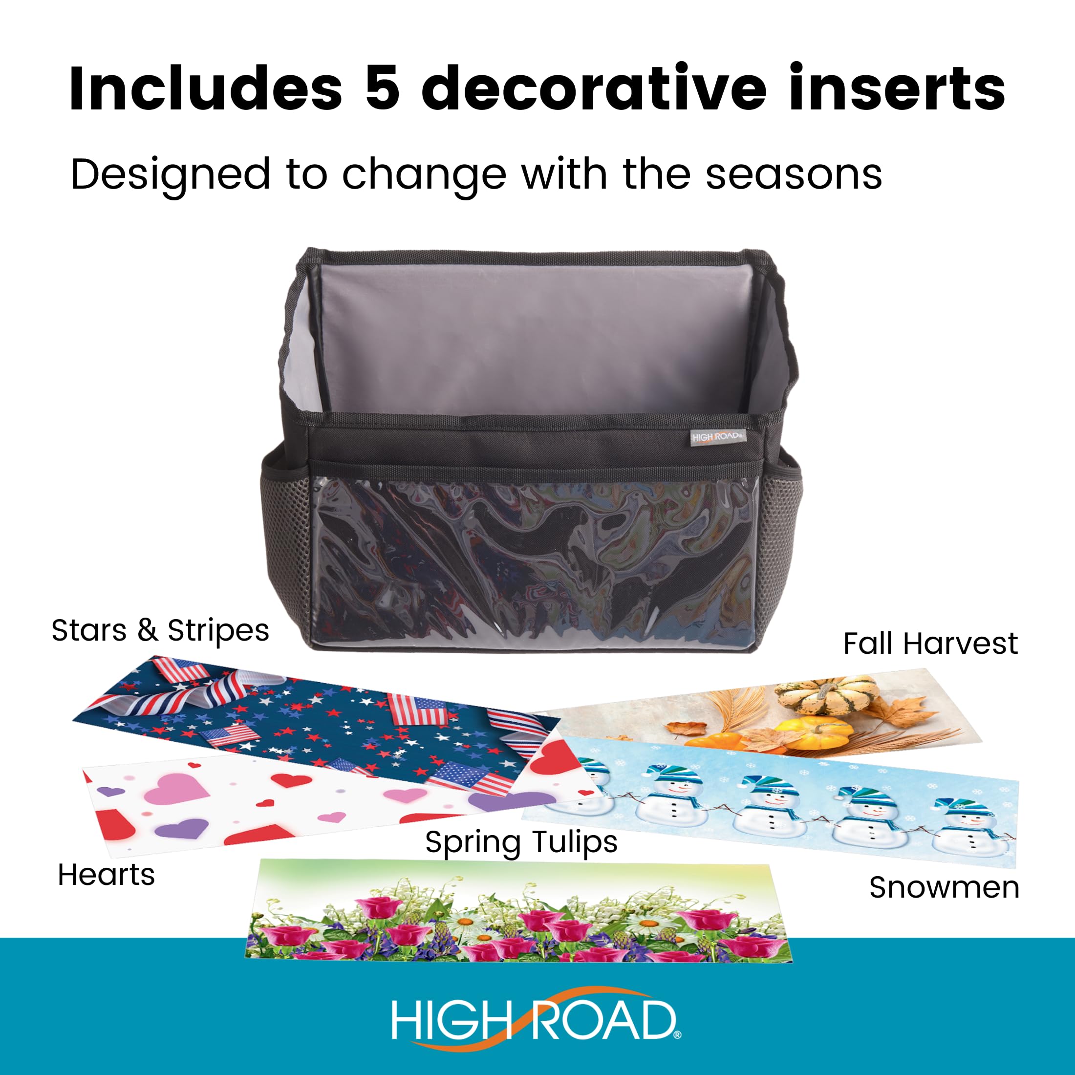 High Road Walker Bag with Clear Front Storage and Photo Pocket - Walker Basket for Folding Walker with Insulating Neoprene Cup Holder, 4 Storage Pockets and 5 Decorative Picture Inserts - Image 4