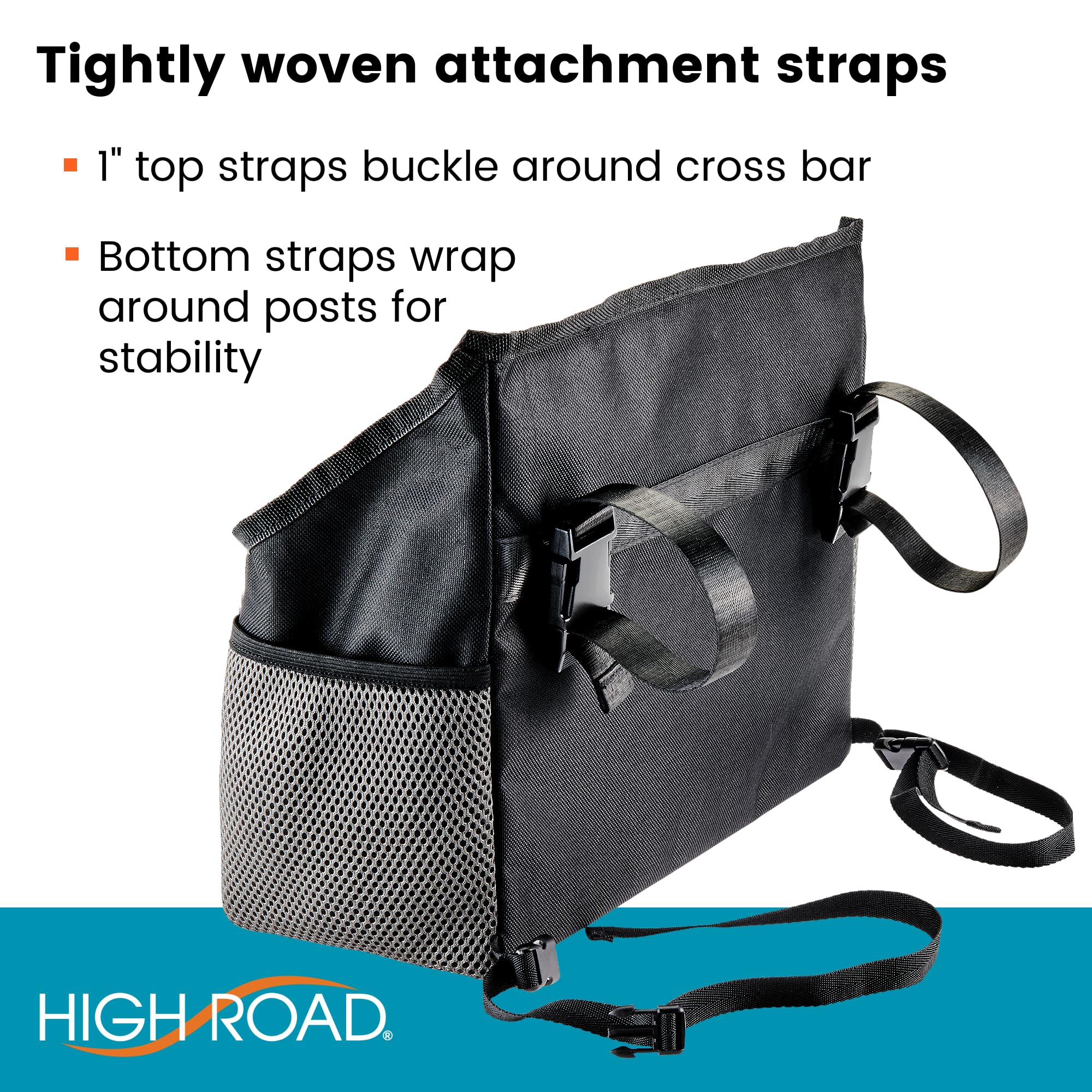 High Road Walker Bag with Clear Front Storage and Photo Pocket - Walker Basket for Folding Walker with Insulating Neoprene Cup Holder, 4 Storage Pockets and 5 Decorative Picture Inserts - Image 6