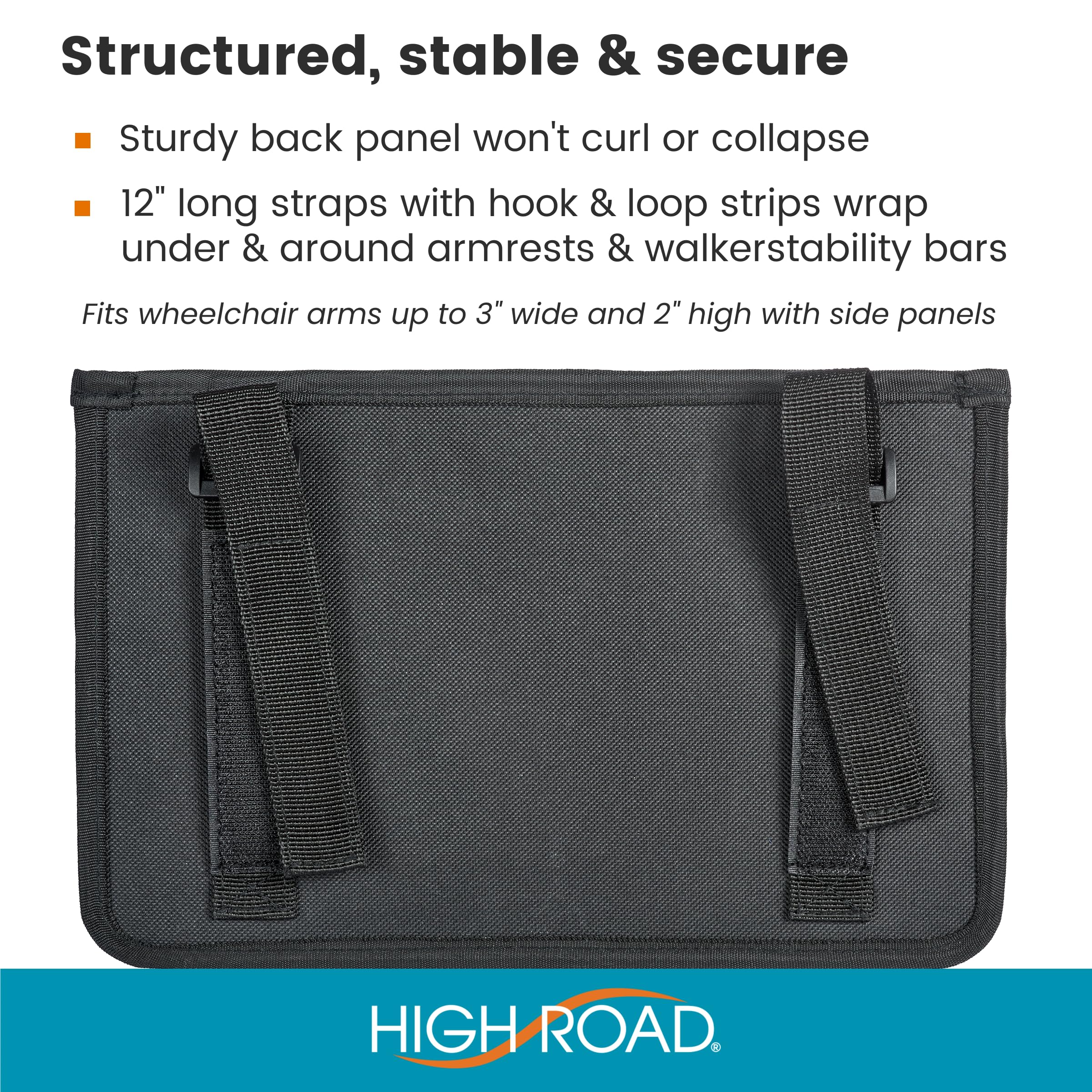 High Road Wheelchair Side Bag with Cup Holder Pocket - Stretch Neoprene Walker and Wheelchair Pouch with Insulating Wheelchair Bottle Holder and 2 Storage Pockets - Image 5